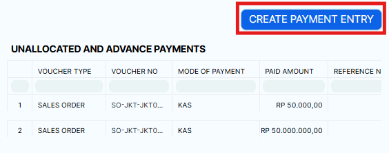 create payment entry